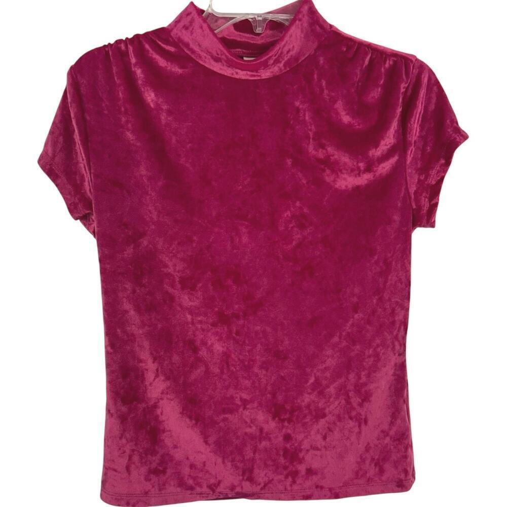 A New Day Pink Velvet Mock Neck Top Soft Stretch Fairycore Party Women Medium